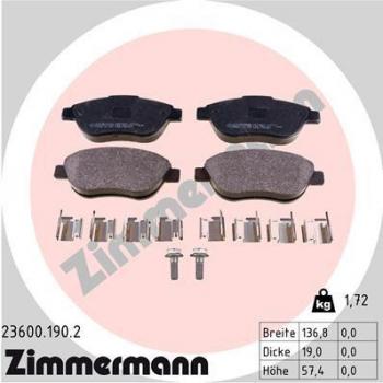 Pastillas de freno ZIMMERMANN 23600.190.2