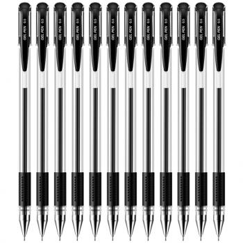 Newdoer bolígrafo de punta redonda Extra fina 0,5 mm punta 0,3 mm ancho de línea – pack de 12 – negro, color negro