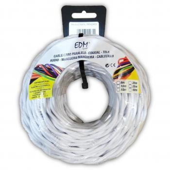 Cable eléctrico textil trenzado 3x1,5 blanco 25m