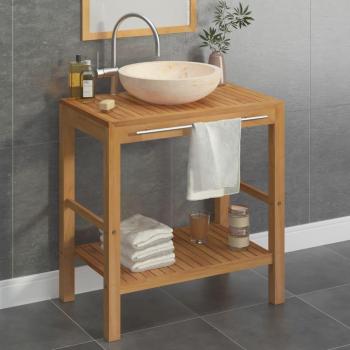 Mueble tocador de madera de teca maciza con lavabo de mármol crema