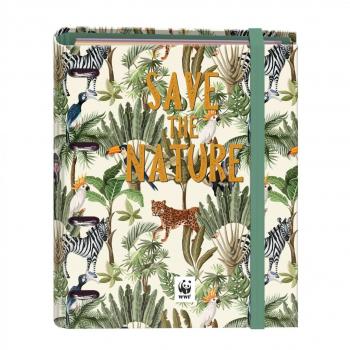 Dohe WWF Save the Nature Carpeta de 4 Anillas Formato A4, Lomo de 35 mm, con Recambio de 100 Hojas Cuadriculadas de 5 mm y Papel de 90 gr