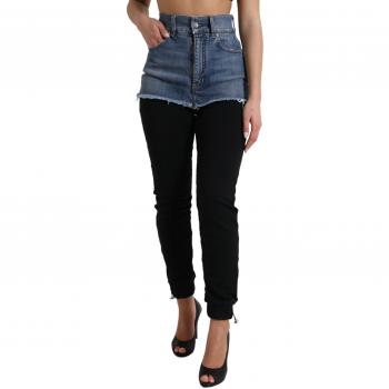 Dolce & Gabbana Black Blue Cotton High Waist Skinny Jeans - IT40|S, Multicolor, Size: XS