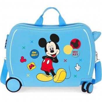 Disney Mickey Enjoy the Day Oh Boy Maleta Infantil Rígida de Cabina con 2 Ruedas Multidireccionales y Capacidad de 34L Azul