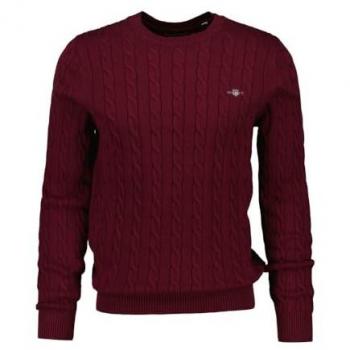 Jersey de algodón burdeos para hombre Gant con cuello redondo y punto de ochos - Talla L