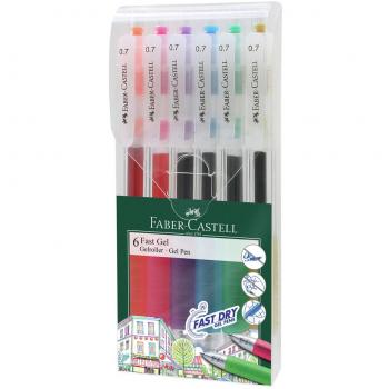 Faber Castell Bolígrafo Roller Fast Gel Grip Surtido -Estuche 6u-
