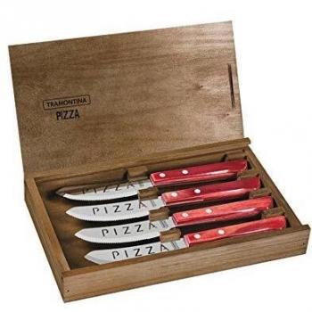Tramontina Churrasco - Juego de 4 cuchillos de pizza en rojo para pizza