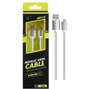 Cable de datos knob para MicroUSB, 1M 2A Plata