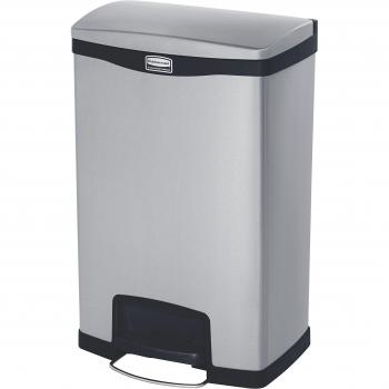 Rubbermaid Slim Jim Step-On Front Step Container - 50 Litre, Black, Metal, 28.7 in. H x 13.7 in. W, 13 Gal
