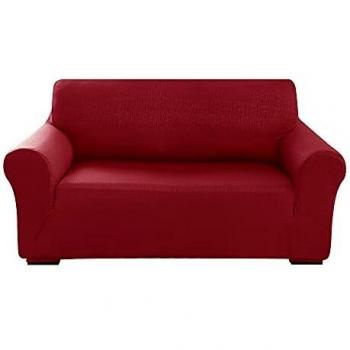 Amazon Brand - Umi Fundas para Sofa Navidad 2 Piezas Funda Sofa Moderna Protectora Elasticas Ajustable Suave Rojo Oscuro