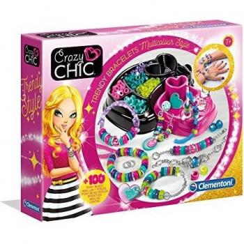 Clementoni - Crazy Chic Brazaletes Multicolor - abalorios y set para hacer pulseras infantiles a partir de 7 años