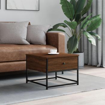 Mesa de centro vidaXL de madera de ingeniería 51x51x40 cm en color negro, roble sonoma y roble ahumado, apta para salón o comedor, mesa auxiliar o mesa de café