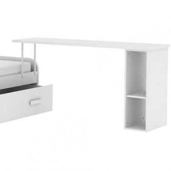 Escritorio Soporte Cama Nido con Estantería Aglomerado Blanco 76,5x150x45cm