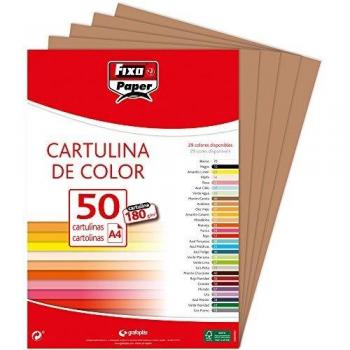 Fixo paper 11110346 z paquete de 50 cartulinas z cartulina dis a4 color marron canela 180g
