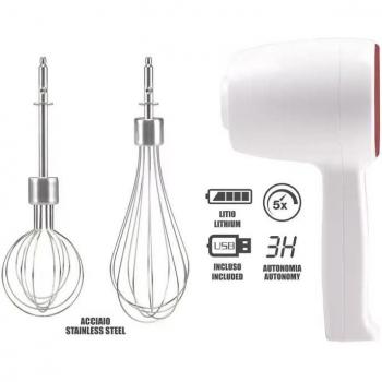 Batidora de Mano Beper P102SBA007 Recargable Sin Cable 20W con 2 Varillas de Acero Inoxidable y 5 Velocidades