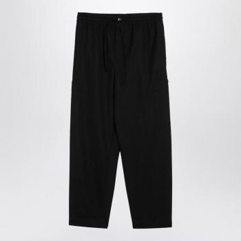 Kenzo Men's Wool Cargo Sweatpants with Drawstring in Black | Size Small | FE65PA5019REWO