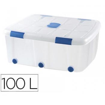 Contenedor Plástico Plasticforte Número 15 con Tapa, Capacidad de 100 Litros, Transparente, Dimensiones 330x800x600 mm
