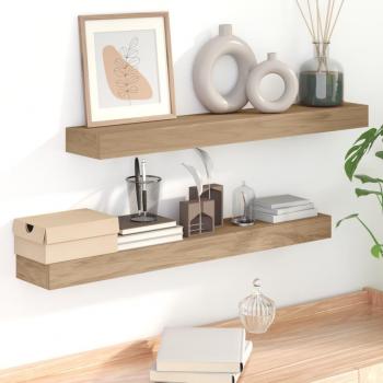 vidaXL Solid Teak Wood Wall Shelves - 2 pcs, 90x15x4 cm
