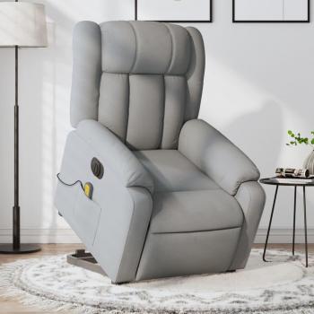 Sillón de masaje eléctrico reclinable elevable tela gris claro vidaXL