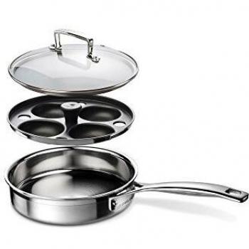 Le Creuset Sartén antiadherente con accesorio para escalfar, 20 x 5 cm, Acero inoxidable 3-Ply