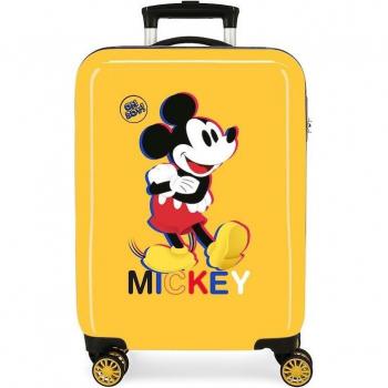 Disney Maleta de Cabina Rígida Mickey 3D 55cm Amarillo con Capacidad de 34L Infantil