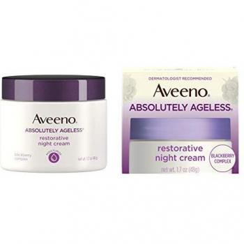 Aveeno Absolutely Ageless Restorative Night Cream Facial Moisturizer with Antioxidant-Rich Blackberry Complex, Vitamin C & E, Hypoallergenic, Non-Greasy & Non-Comedogenic, 1.7 fl. oz