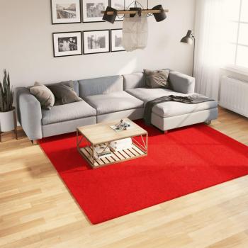 Alfombra de pelo corto OVIEDO 240x240 cm Color Antracita, Beige, Crema y Rojo - Alfombra de Piso para Sala de Estar, Dormitorio, Habitación y Salón