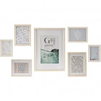 Portafotos de Pared DKD Home Decor 32,5 x 1,5 x 45 cm Cristal Natural Verde Madera MDF Escandinavo