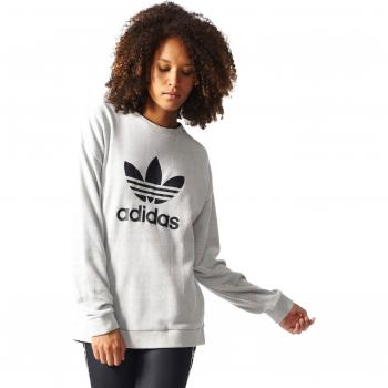adidas Trefoil Sweater Sudadera, Mujer, Gris