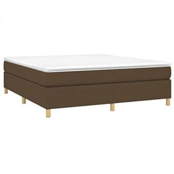 Cama box spring con colchón tela marrón oscuro 160x200 cm