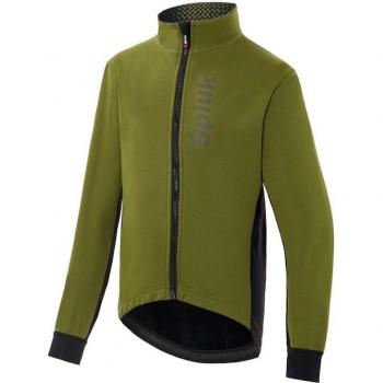 Chaqueta de ciclismo infantil Spiuk Anatomic con membrana, color verde caqui y negro