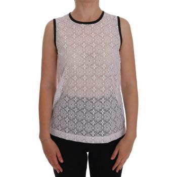 Dolce & Gabbana White Lace Floral Nylon Tank T-shirt - IT42|M, Sleeveless Top, Female, Color: White, Size: 3XS