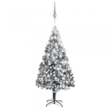 Árbol de Navidad artificial verde de 300 cm con luces LED, bolas y nieve
