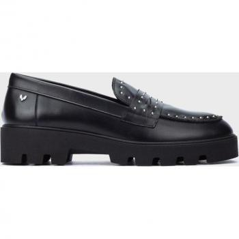 Mocasines de mujer Martinelli de piel con plantilla de gel, adornados con tachas, sin cordones, suela ancha de goma, estilo náutico y clásico