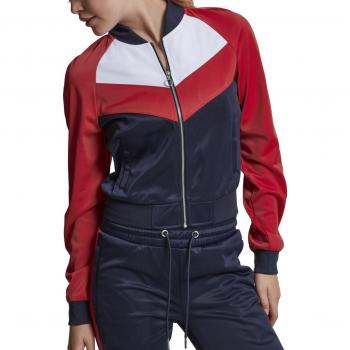 Urban Classic Women's Short Raglan Track Jacket (Navy/Fire Red/White)