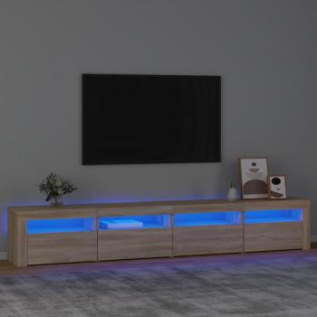 vidaXL Mueble de TV con luces LED roble Sonoma 240x35x40 cm, Mueble de Salon, Mueble TV, Mueble Televisor, Mesa de TV