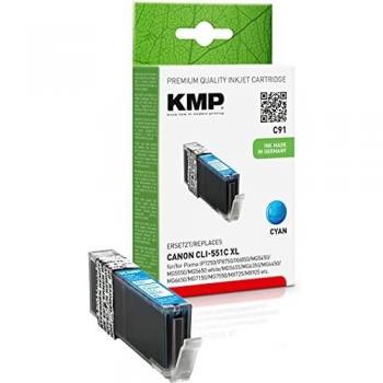 Cartucho de Tinta KMP C91 Compatible para Canon CLI-551C XL, Cyan, Rinde 715 Páginas