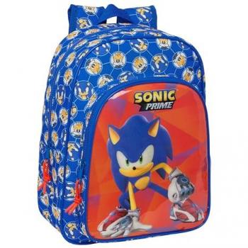 Mochila Escolar Sonic Prime Azul 26 x 34 x 11 cm, Mochila Infantil Adaptable a Carro, Safta Mochila Sonic Prime, Mochila infantil adaptable a carro Sonic Safta azul, SONIC PRIME - Mochila