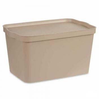 Caja de Almacenaje con Tapa Beige Plástico 24 L 29,3 x 24,5 x 45 cm (6 Unidades) - Organización Fácil y Práctica