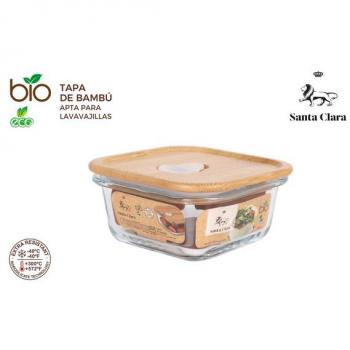 FIAMBRERA CUADRADA TAPA BAMBU 11X11CM - SANTA CLARA