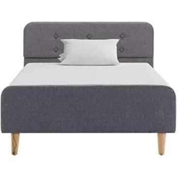 Estructura de cama de tela gris claro 90x200 cm sin colchón, moderna y duradera