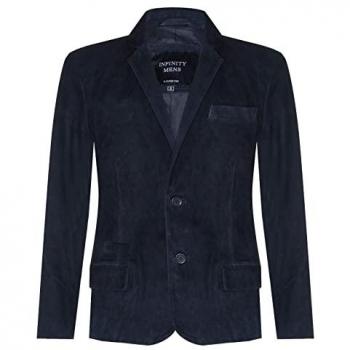 Infinity Leather Men's Black Slim Goat Suede Italian Blazer Jacket - Alexandria - Size XL