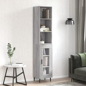 Aparador alto de madera multicapa gris Sonoma 34,5x34x180 cm