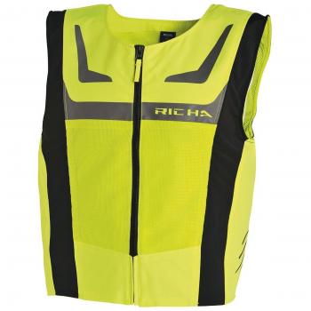 Chaqueta de Moto Richa Safety Mesh Amarillo Fluo con chaleco negro y amarillo (XS, S)