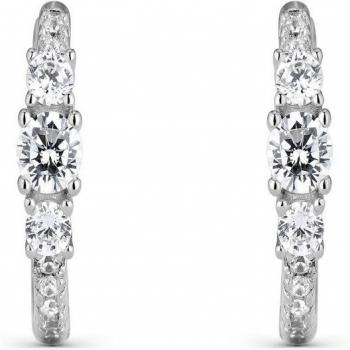 Pendientes criollas de plata con circonitas blancas de distintos tamaños Itemporality SEA-101-355-UU
