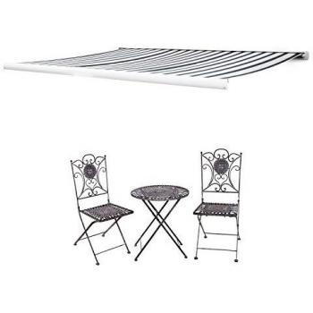 Blumfeldt Capri-Royale Toldo con Semicofre y Tela Acrílica Blanco y Negro