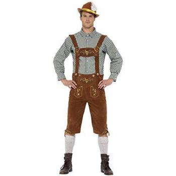 Smiffy's-45266L Disfraz bávaro Tradicional de Lujo de Hanz, con Lederhosen y Camisa, Color Verde, L