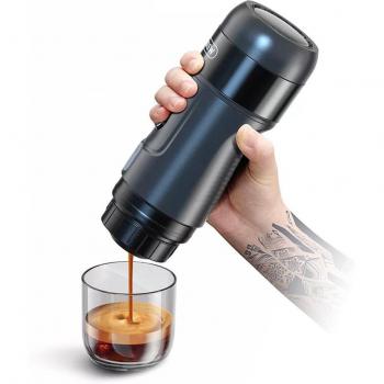 HiBREW H4A Portable Car Coffee Machine 80W, 12V DC Extraction, 3-in-1 Hot/Cold Capsule Brewer with Stand