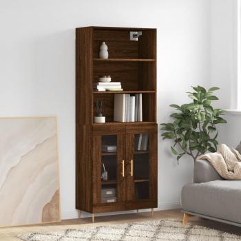 Aparador alto de madera contrachapada marrón roble 69,5x34x180 cm