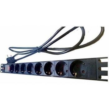 TodoRACK Regleta de enchufes para Armario Rack 19 8 schukos de alumino con Interruptor
