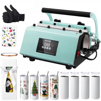 Vevor 20 oz Tumbler Heat Press Machine with 8 Blank Sublimation Tumblers Set